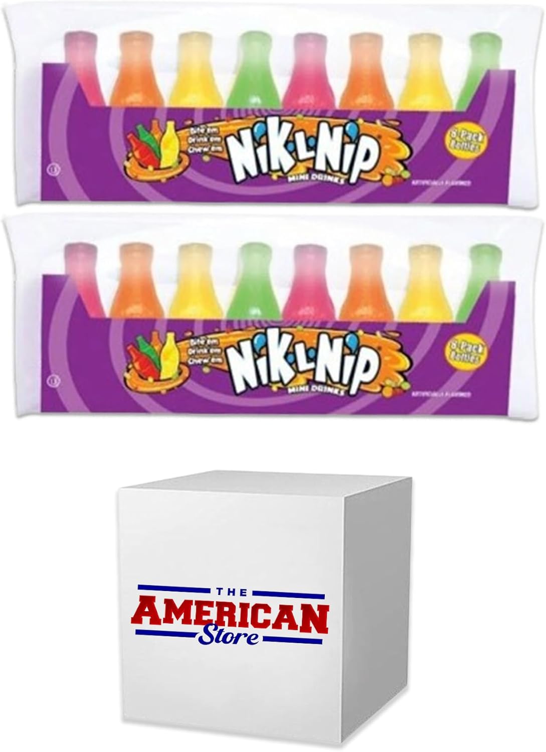 Nik-L-Nip Mini Drinks Candy Original Wax Bottles I 8's Pack of 2 I US Import