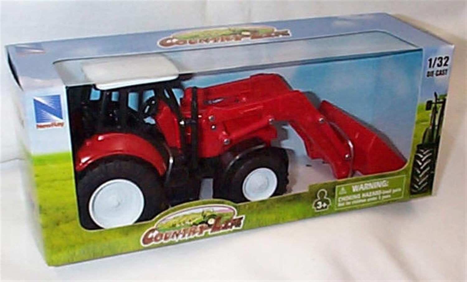Corgi newray countrylife red with white roof tractor with scoop 1:32 scale diecast model