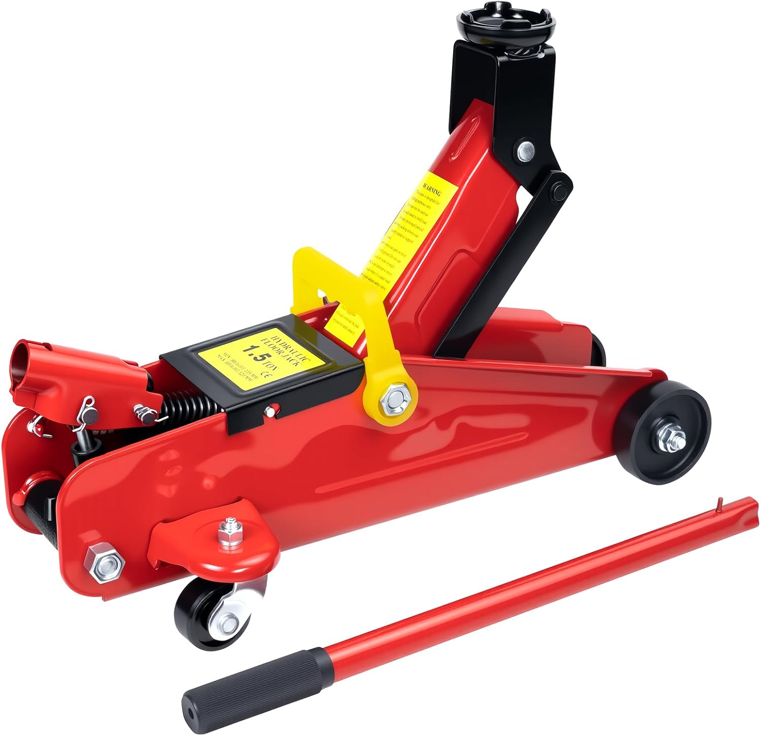 HYCHIKA Steel Racing Trolley Jack, Car Jack with Hydraulic Piston Quick Lift Pump, 1.5 Ton Capacity, Lifting Range 5.3-11.6 inch