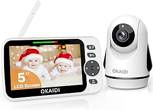 Video Baby Monitor with Camera and Audio, 5" Display Baby Monitor No WiFi, 30H Battery and 1000ft Range Baby Monitor, Remote Pan-Tilt-Zoom Baby Camera, Night Vision, 2-Way Talk, VOX,Temperature