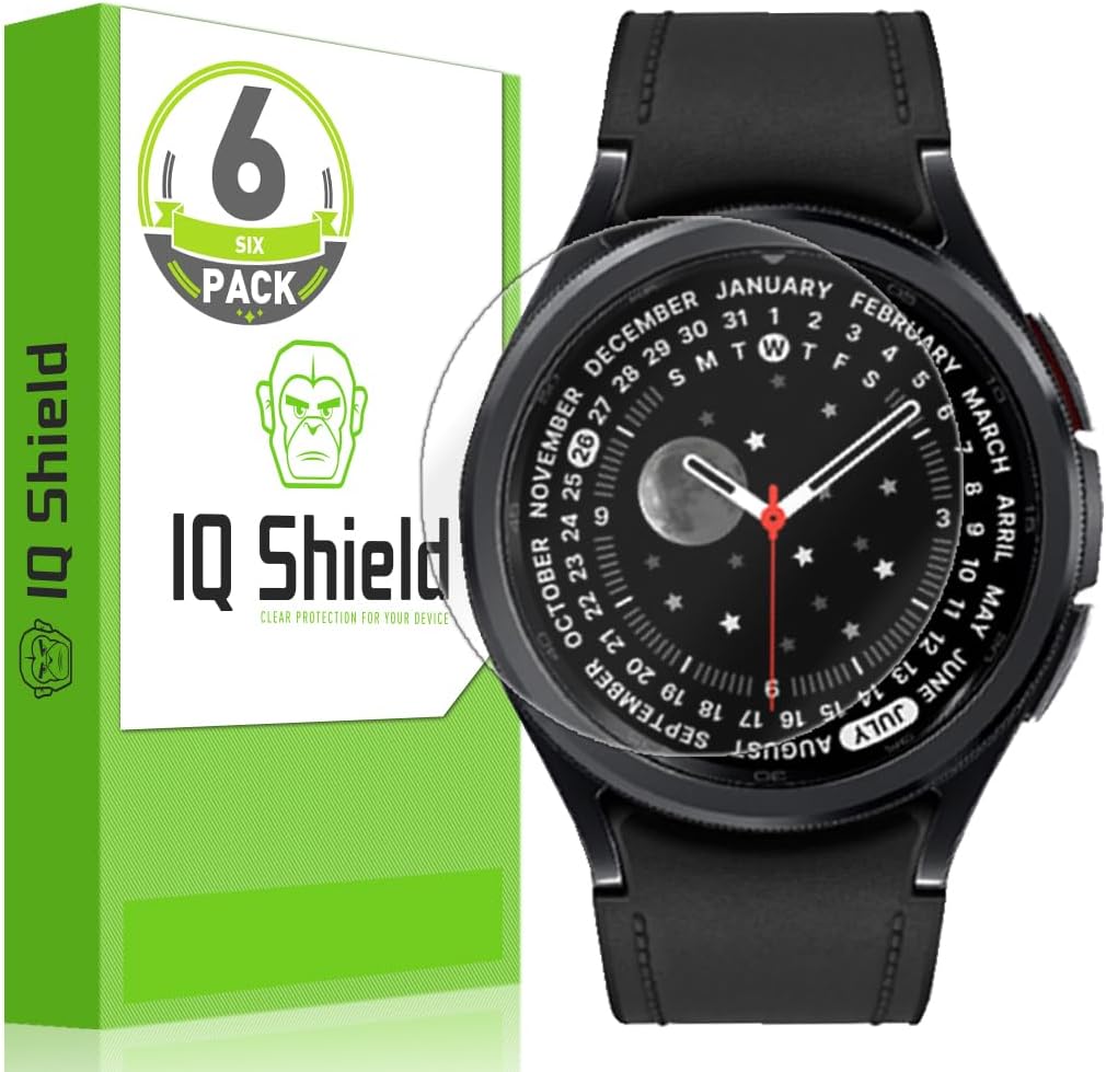 IQShield Screen Protector Compatible with Samsung Galaxy Watch 6 Classic (43mm)(6-Pack) Anti-Bubble Clear TPU Film