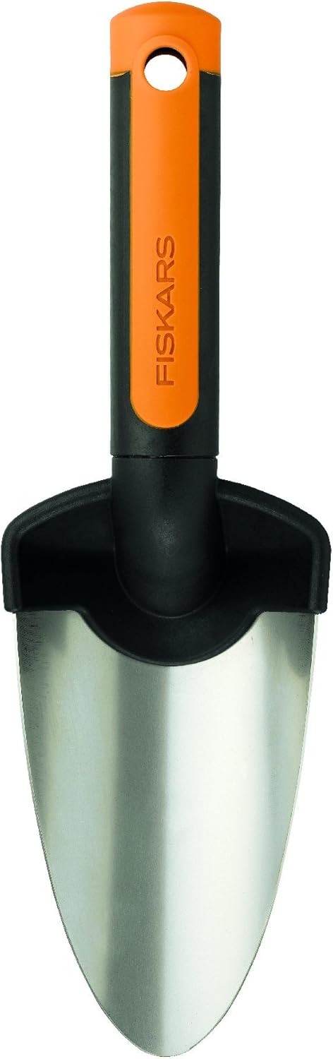 Fiskars Premium Planters Trowel, Length: 28 cm, Stainless Steel Trowel, Black/Orange, 1000726