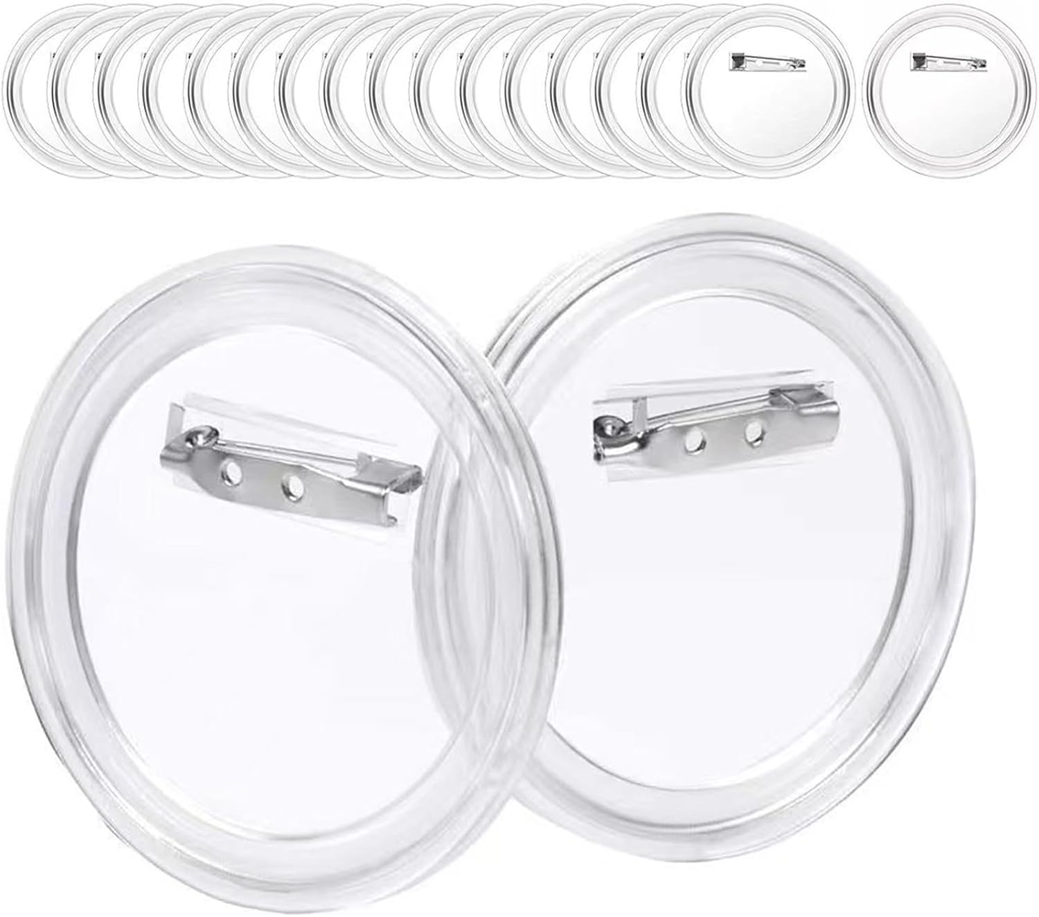 18 Pcs 2.36 Inch Clear Button Pins for Crafts, DIY Photo Buttons, Acrylic Button Pin, Blank Button Pins Bulk for Make Your Own Buttons Badge Maker DIY Crafts