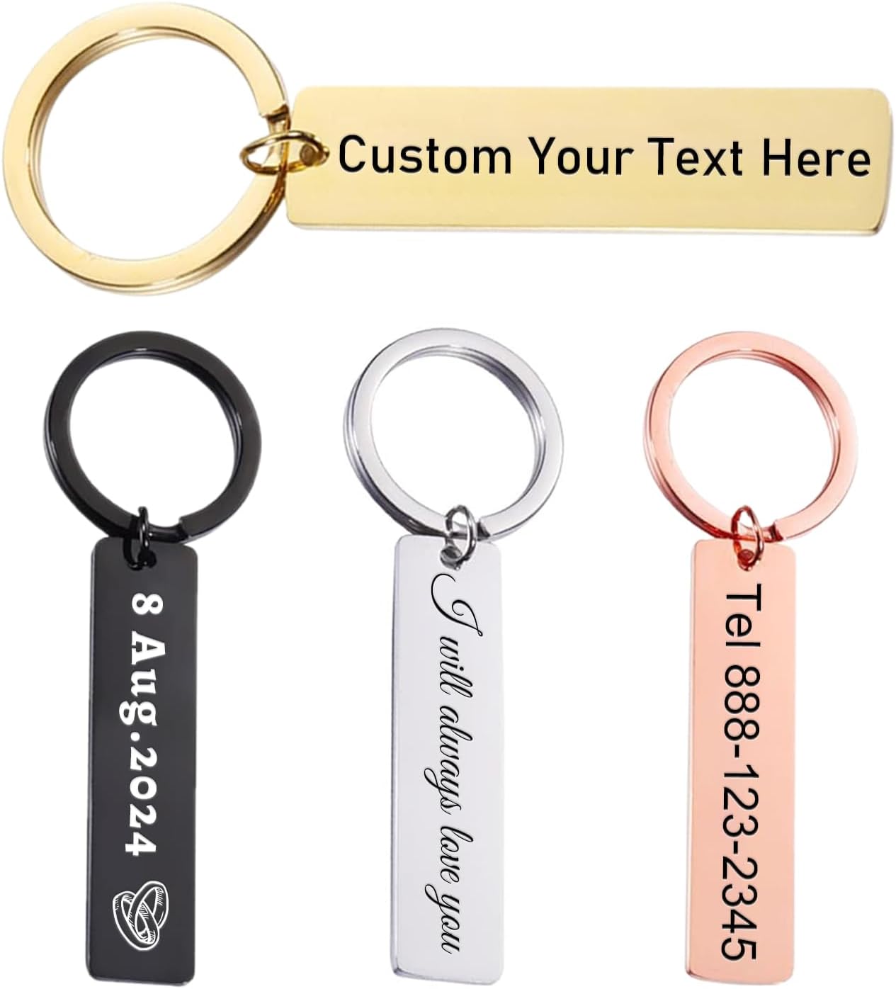 Customized Double Sided Keychain - Personalized Engraved Text/Number/Name Keychain, Custom Key chain Gift for Boyfriend