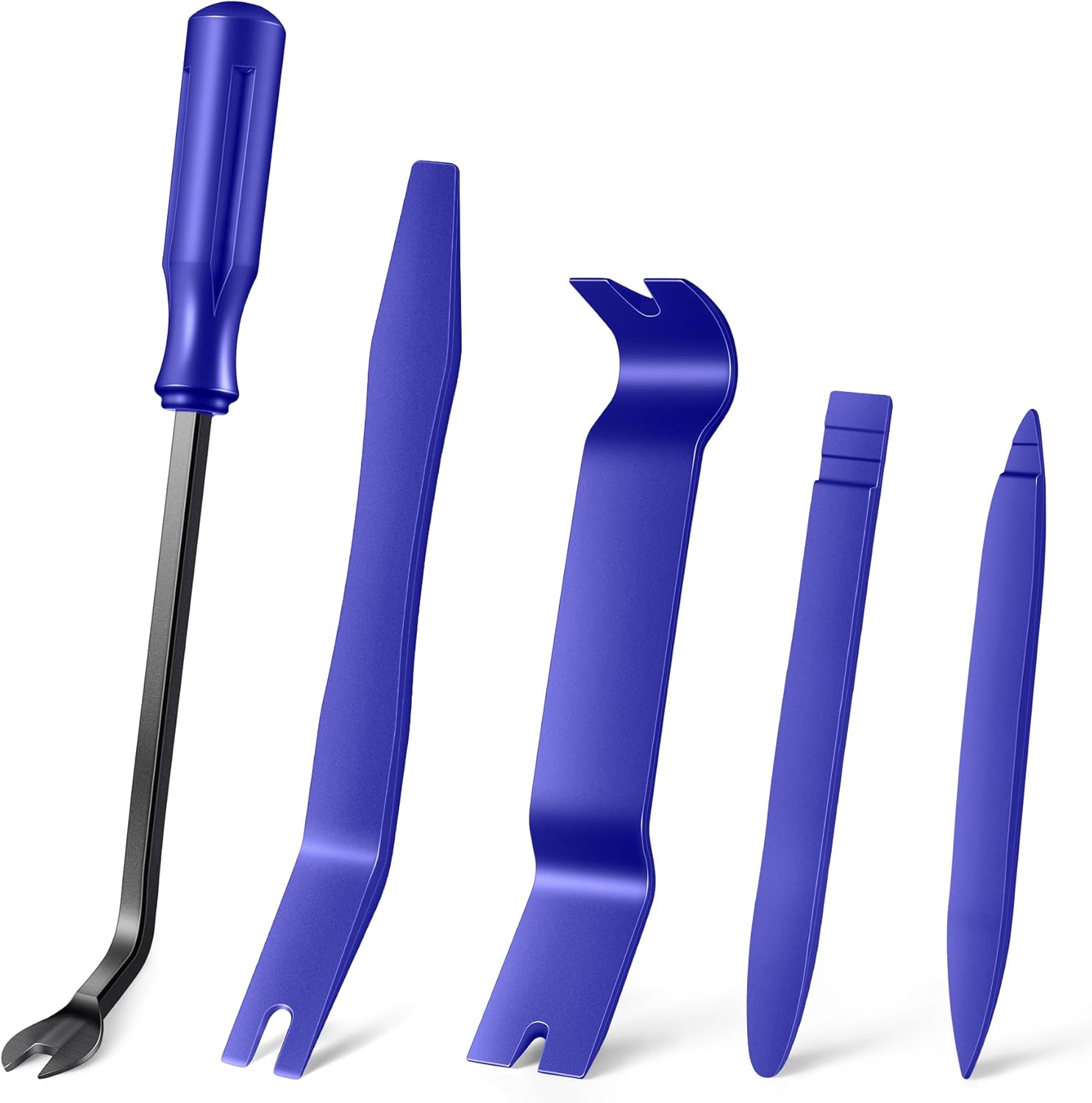 LivTee 5 pcs Auto Trim Removal Tool Kit, No Scratch Plastic Pry Tool Kit - Interior Door Panel Clip Fastener Removal Set for Vehicle Dash Radio Audio Installer (Blue)