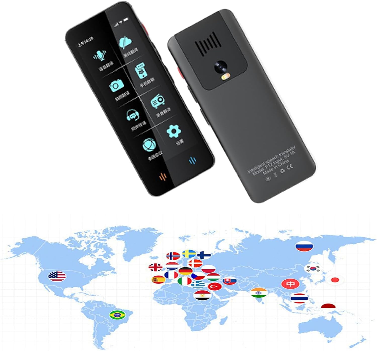 Portable Language Device Instant Translator,Offline Online Translation Pocket Dictionary for Business Travel Learning,Black