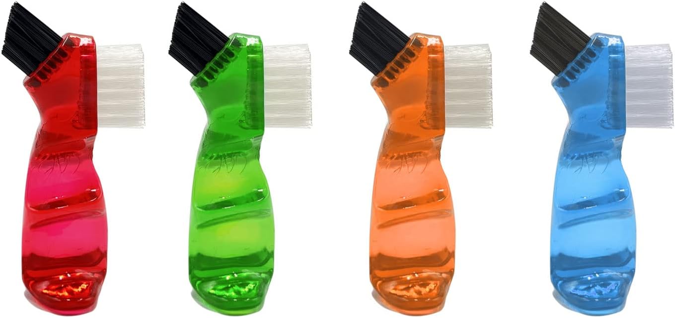 4 Pieces Mini Denture Cleaning Brush Set with Multi-Layered Bristles, Portable Denture Double Sided Brush for False Teeth Cleaning, 4 Color