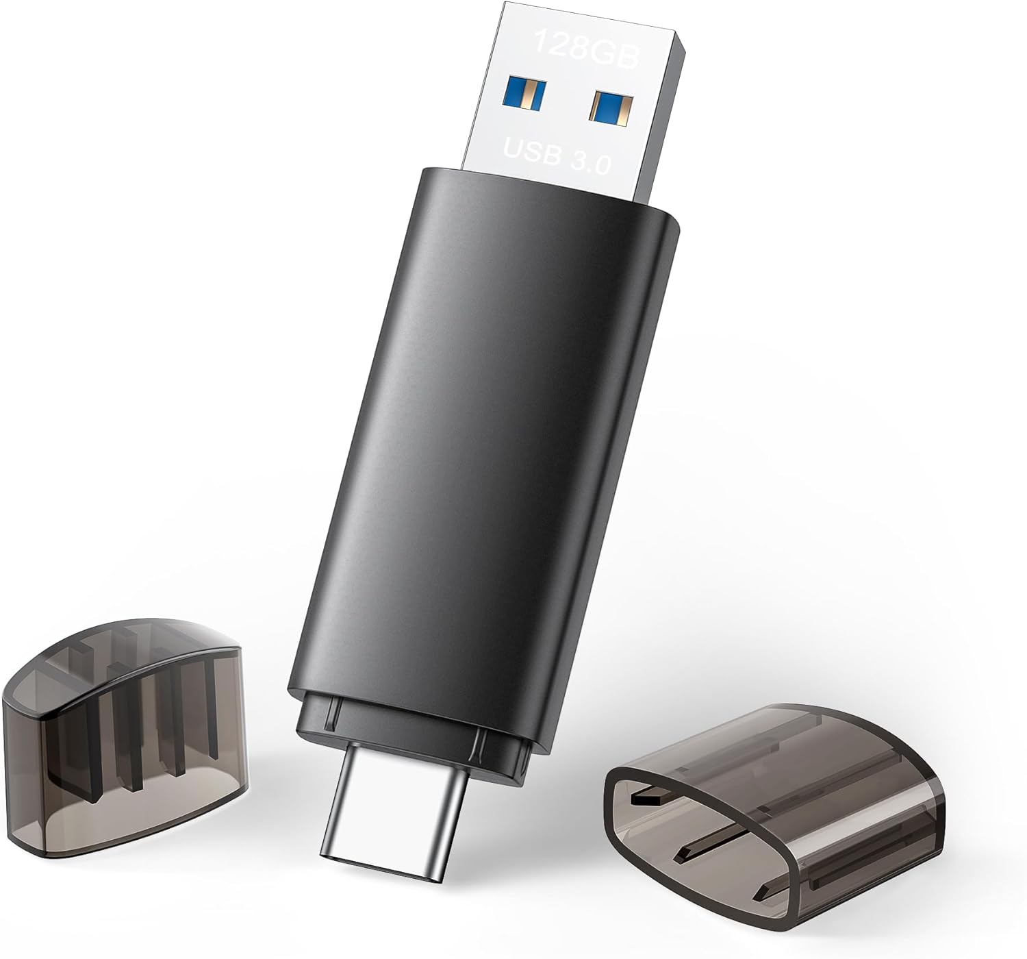 JOIOT 128GB USB Flash Drive Dual-Interface USB-A&USB-C 3.0 Memory Stick USB C Thumb Drive, Phone External Data Storage Datatraveler Compatible with Android, Phone and PC, Black