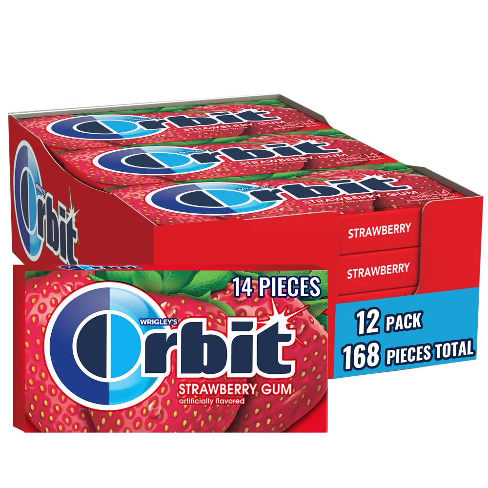ORBIT Strawberry Sugar Free Chewing Gum, 14 pieces, (12 Pack)