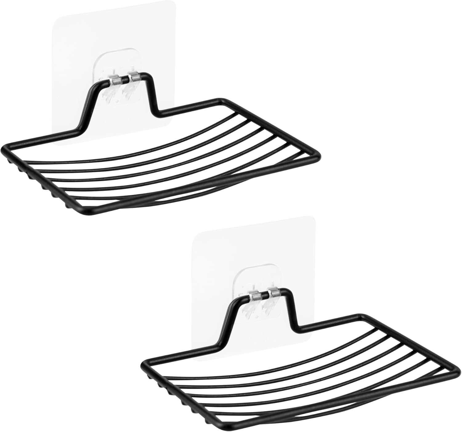 Self Adhesive Soap Dish Holder Wall Mounted Soap Sponge Holder No Drilling Soap Tray Bar Stainless Steel Storage Saver for Home Kitchen Bathroom Shower Black | 2Pack