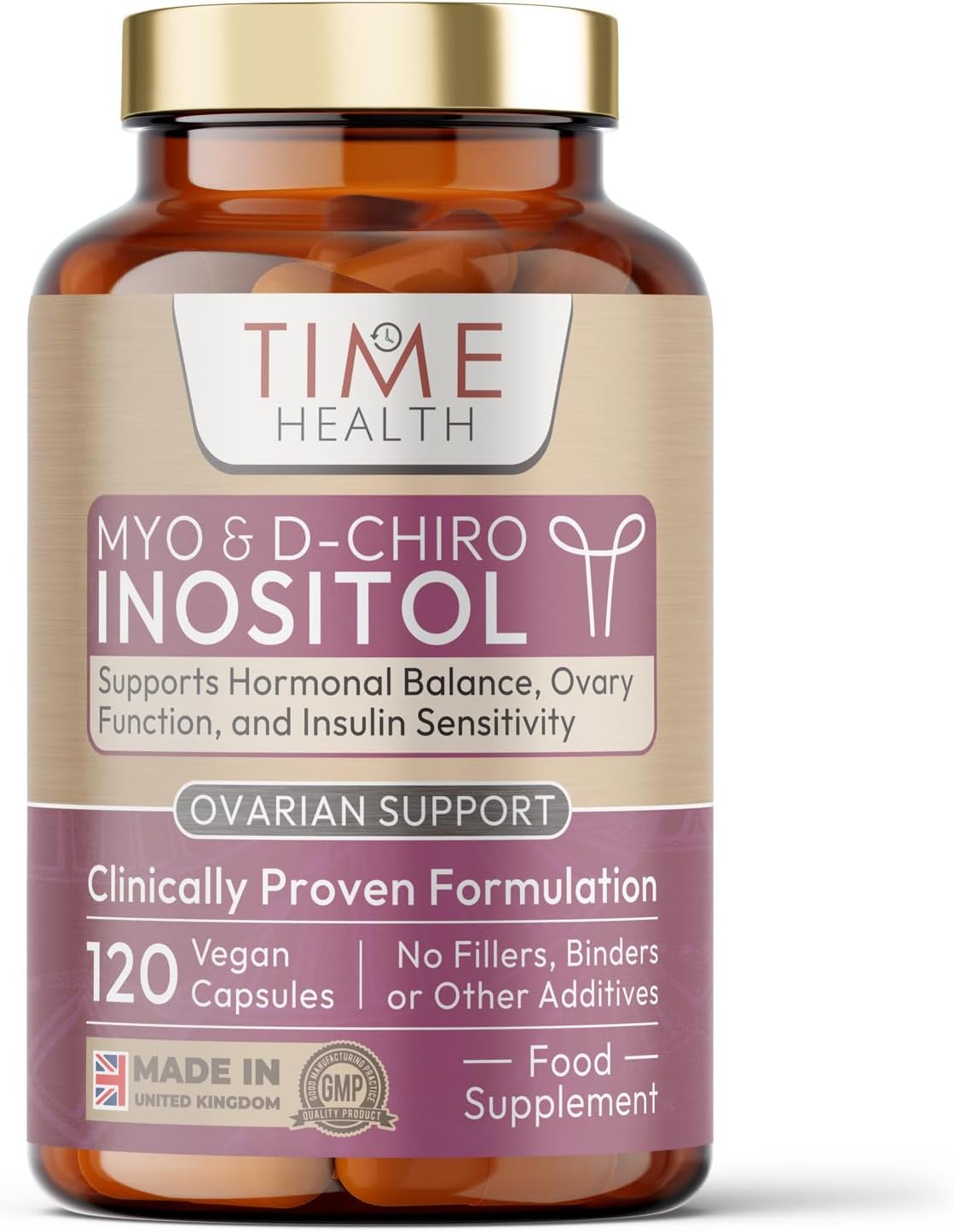 Myo & D Chiro Inositol - Clinically Proven - PCOS Support - 6X More D Chiro Inositol for Enhanced Benefits - 120 Capsules - Vegan - No Additives (120 Capsules)