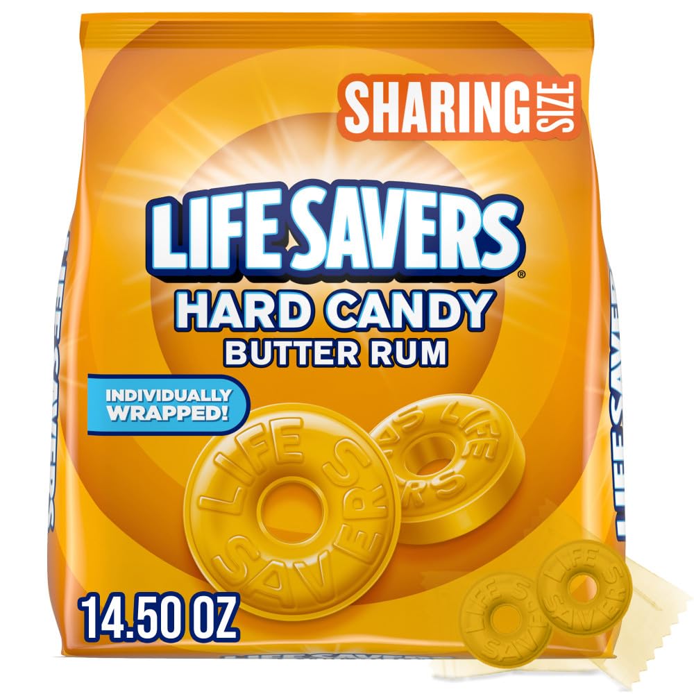 LIFE SAVERS Hard Candy - Butter Rum, Candy Bulk Individually Wrapped, For Party Favors & More, Pack of 4