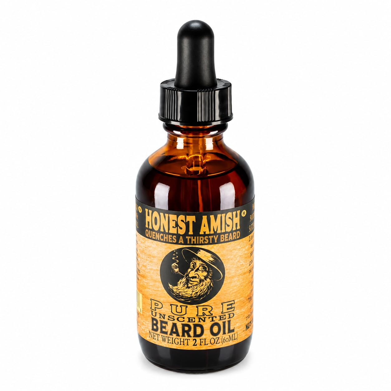 Honest Amish Beard Oil for Men, Fragrance Free 2 oz