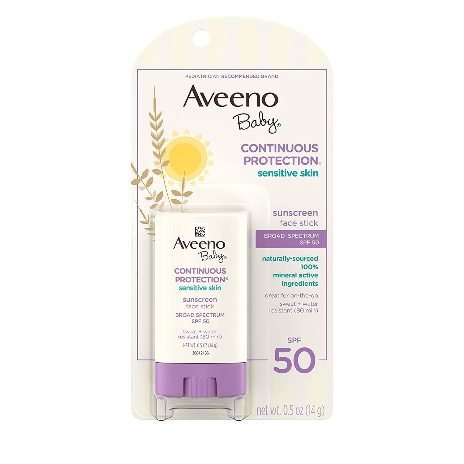 Aveeno Sun Natural Protection Baby SPF 50 Stick, 0.5 Ounce