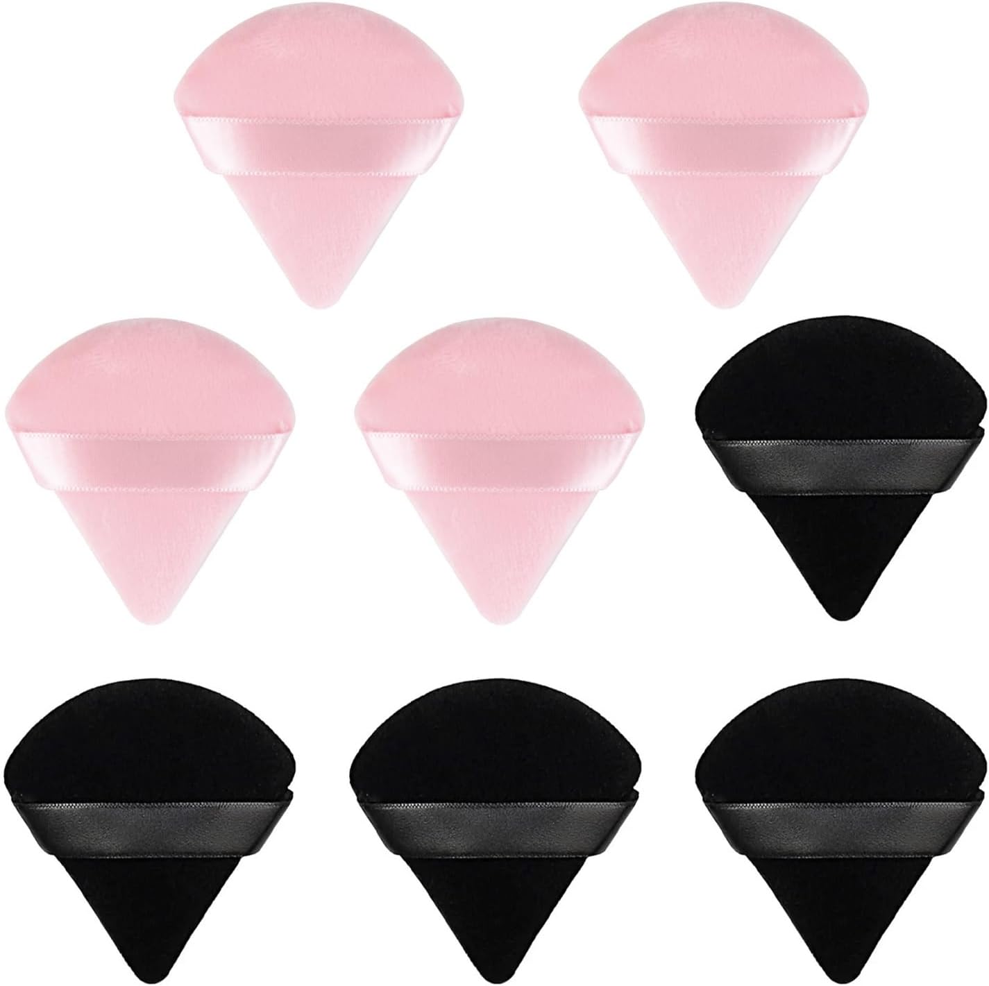 8 Pcs Powder Puff Face Triangle,2 Colors Face Makeup Puff Wet Dry Dual-Use,Face Powder Puff for Under Eye Makeup Applicator(Pink&Black)