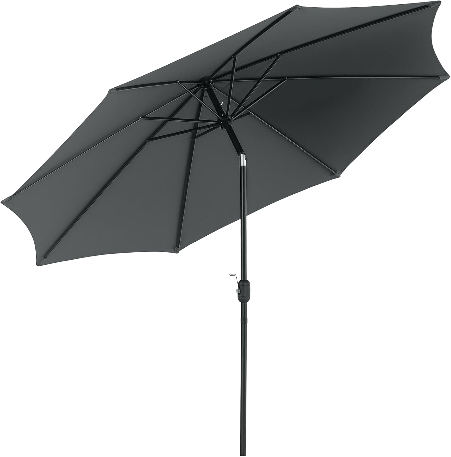 Outsunny 3(m) Garden Parasol Umbrellas, Outdoor Sun Shade with 8 Ribs, Tilt and Crank Handle for Balcony, Bench, Garden, Dark Grey