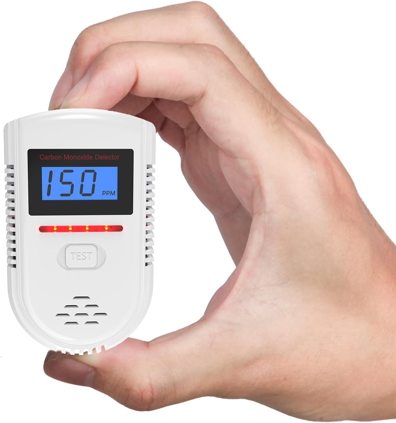 Carbon Monoxide Detector, Carbon Monoxide Alarm, Detector with LED Display (PPM Value Visible at All Times) and 85 dB Audible and Visual Alarm.