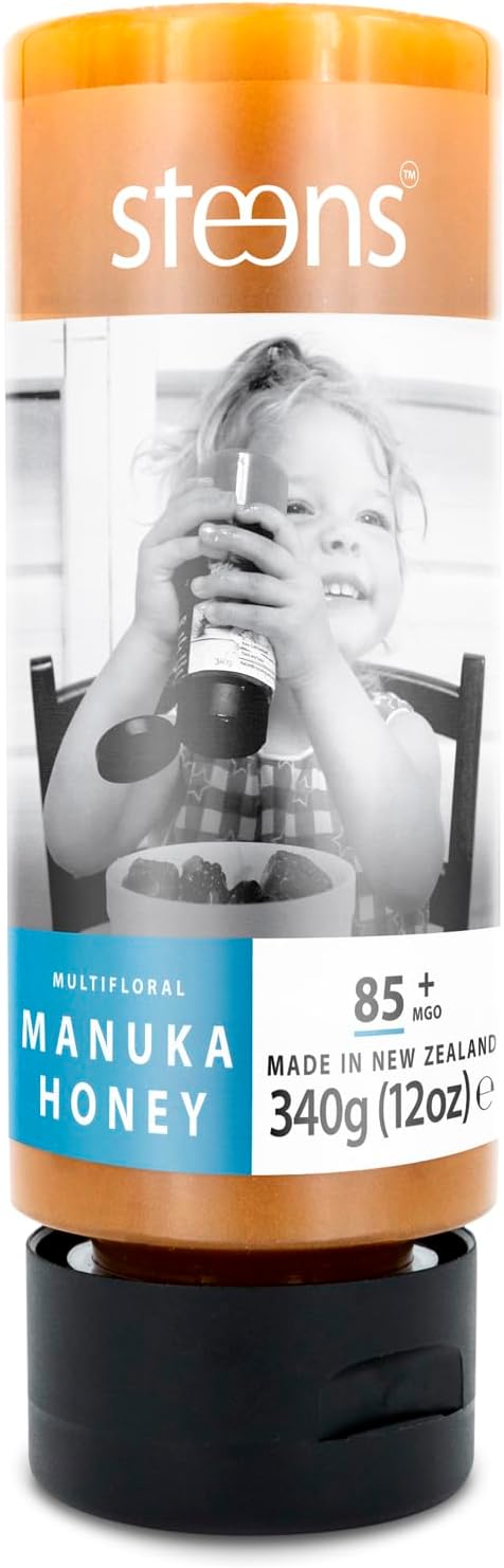 Steens Manuka Honey - MGO 85+ - Pure & Raw 100% Certified Manuka Honey - Bottled and Sealed in New Zealand - 340g in Squeezy