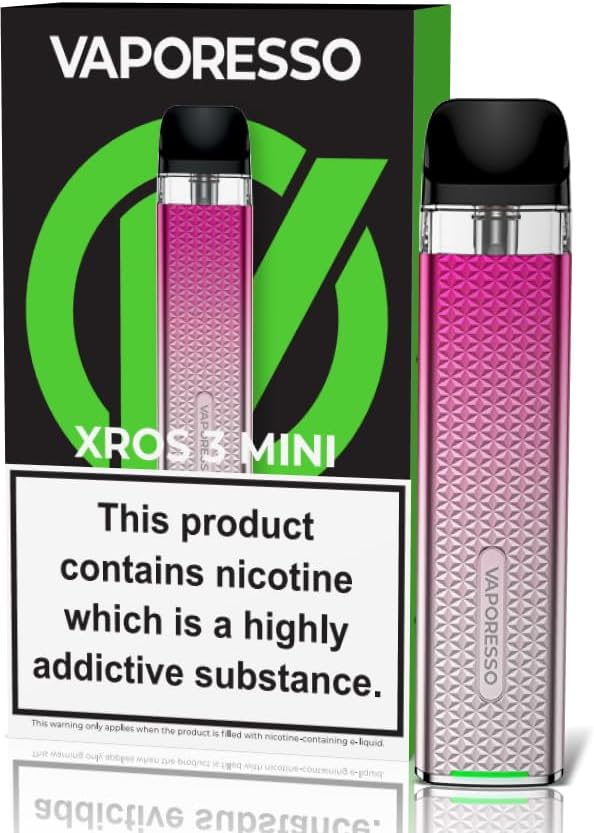 VAPORESSO XROS 3 MINI Vaping Kit, Rechargable, Refillable, Integrated 1000mAh Battery, MTL, Compact, Powerful, Stylish, 2mL, E Cigarettes, E Cig, Vaporesso Vaping, No Nicotine (Rose Pink)