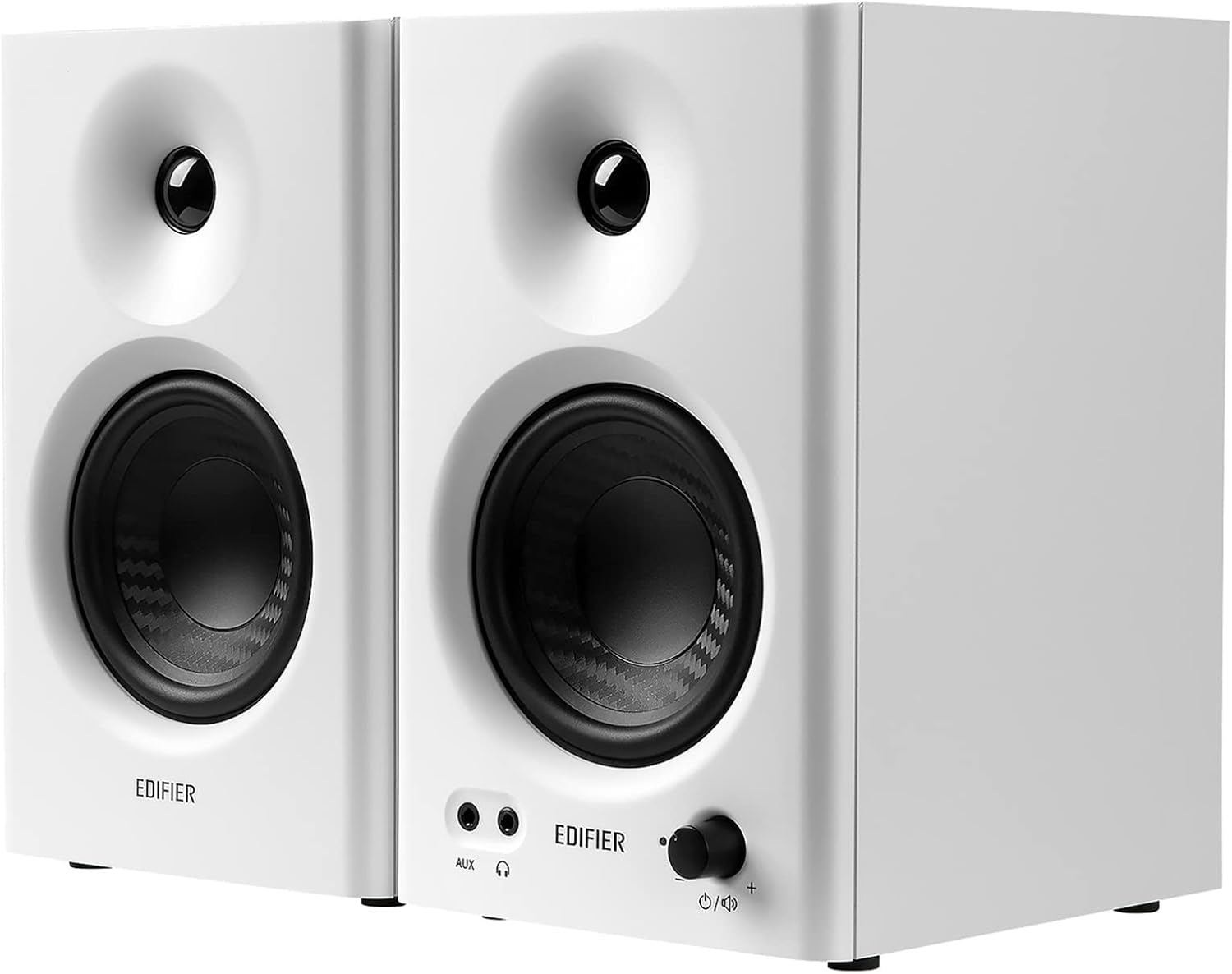 Edifier MR4 42W Powered Monitor Speakers, 1" Tweeter & 4" Woofer, Balanced TRS/RCA/AUX, Monitoring/Music Mode, for PC/PS5/TV, Music Production & Gaming-White