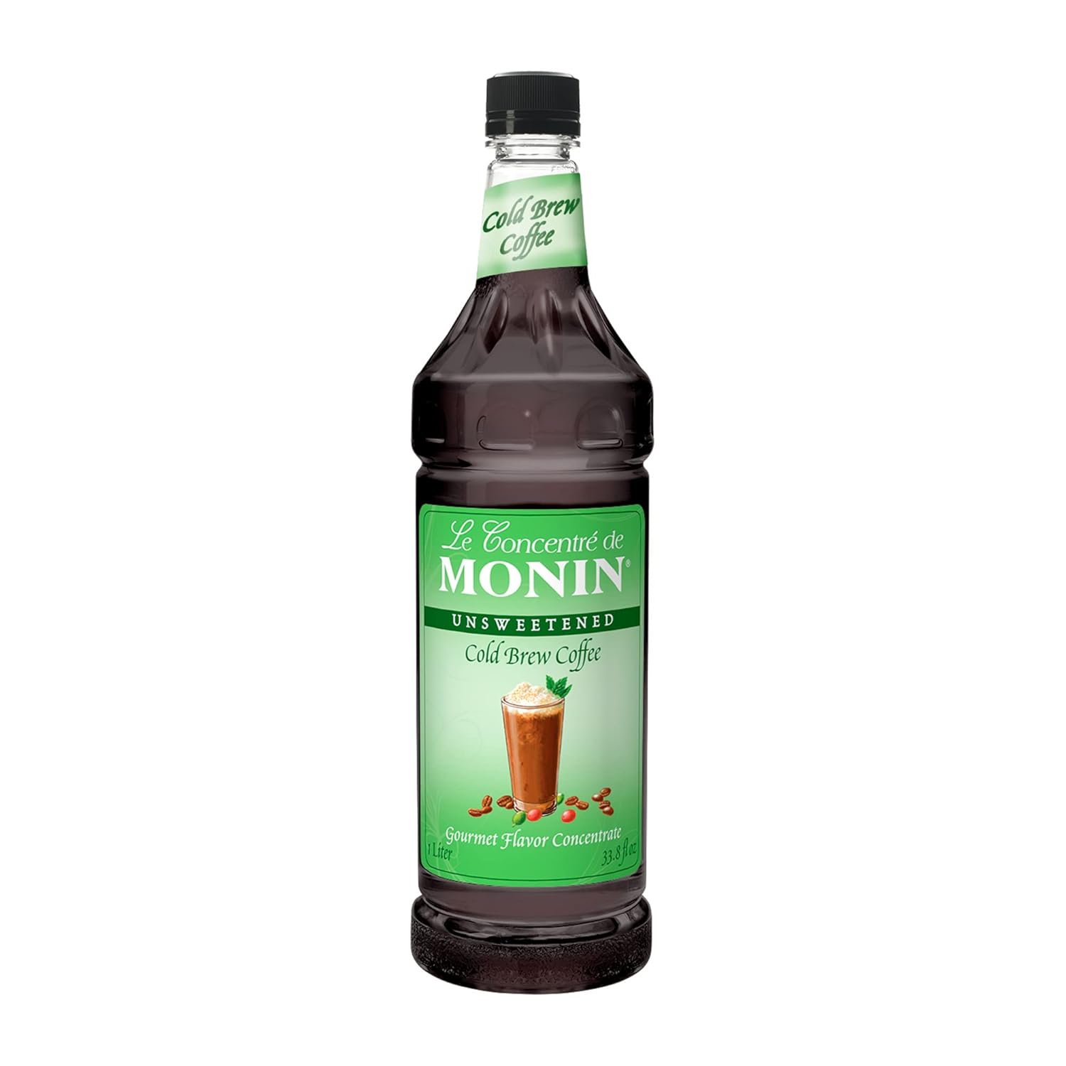 Monin - Premium Unsweetened Cold Brew Coffee Concentrate | Rich Espresso Flavor | Clean Label with No Artificial Flavors, No Artificial Preservatives (BPA-Free Plastic Bottle, 33.8 fl oz)