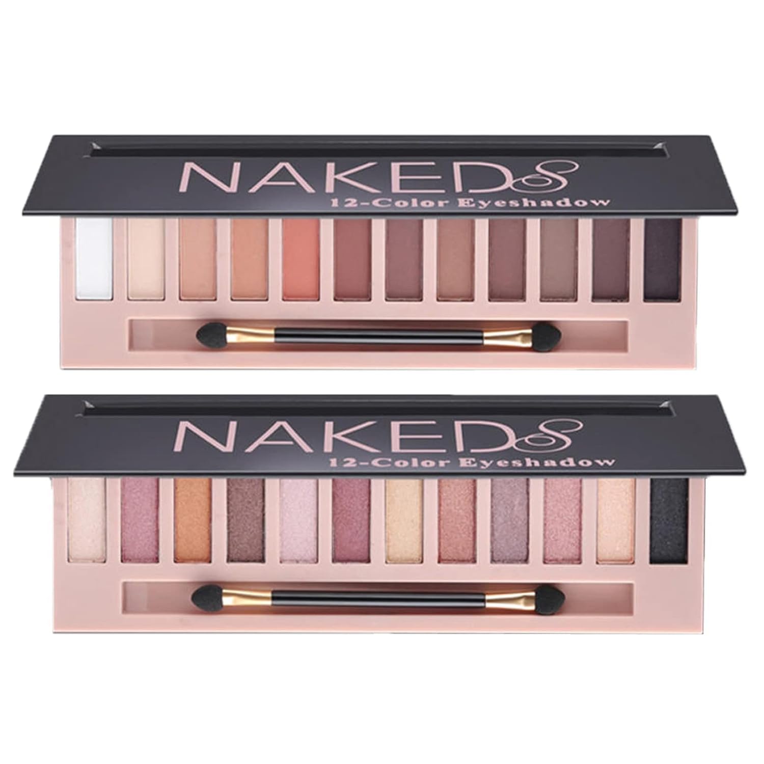 BestLand 2 Pack 12 Colors Makeup Nude Colors Eyeshadow Palette Natural Nude Matte Shimmer Glitter Pigment Eye Shadow Pallete Set Waterproof Smokey Professional Beauty Makeup Kit (2 PCS)