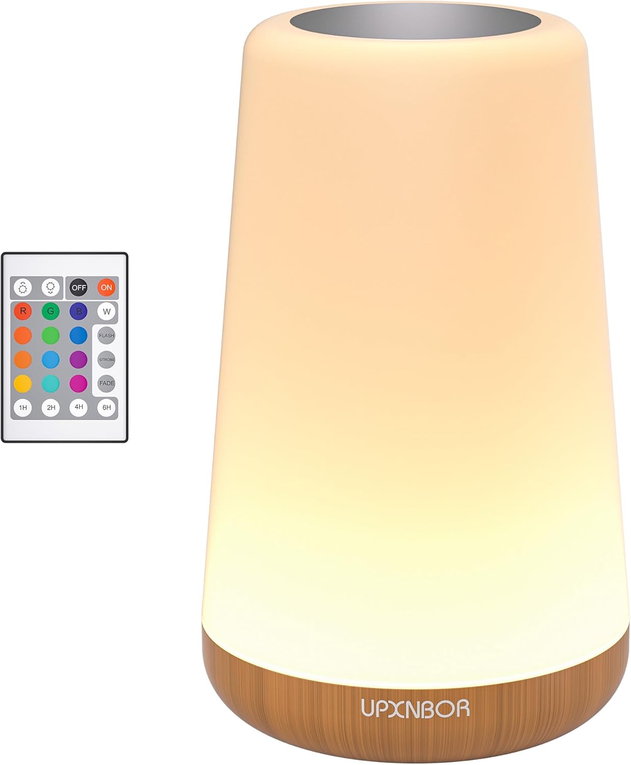 UPXNBOR Night Light, LED Touch Bedside Table Lamp with Remote Control Dimmable Light, 13 RGB Colours and 5 Brightness Levels, Timer, Hook, USB Rechargeable, Portable Lamp for Bedroom, Living Room