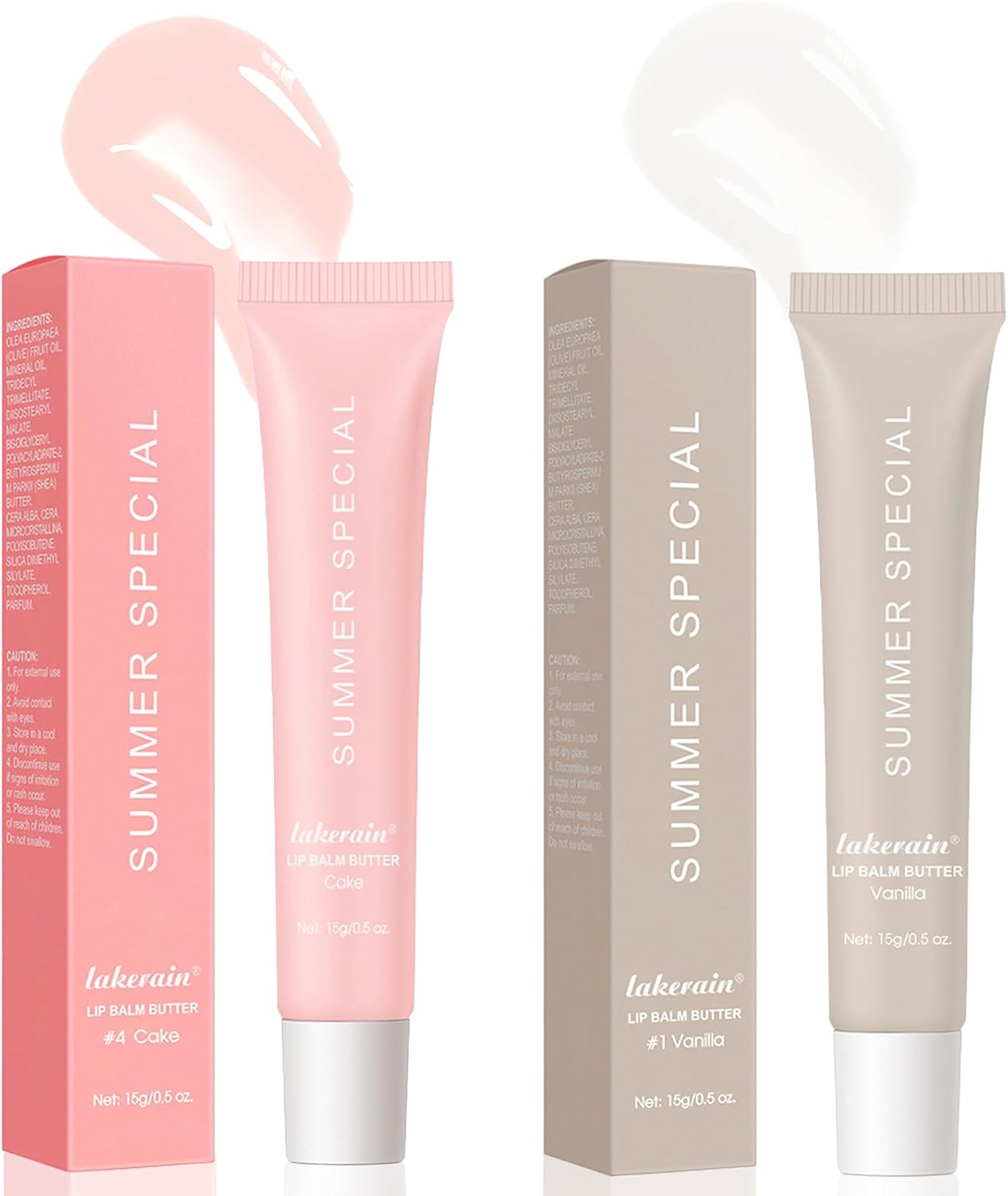 2 Color Summer Lip Butter Balm, Lip Mask, Lip Balm, Instant Moisturizing Lip Gloss Set, Lip Care, Tinted Lip Balm, Lightweight Summer Lip Balm，Lip Butter Balm For Dry & Repair Lip (Cake + Vanilla)