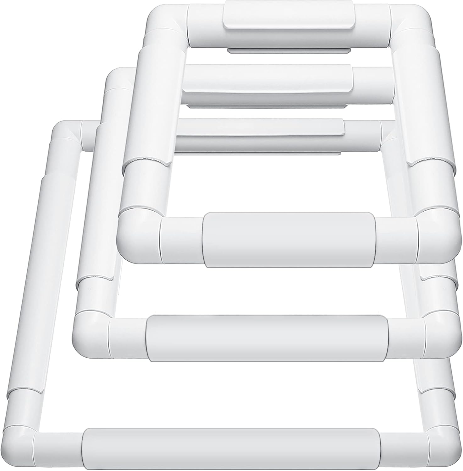 Janinka Embroidery Hoop 3 Pcs Cross Stitch Hoops and Frames White Rectangular Cross Stitch Embroidery Snap Frame DIY Sewing Tool for Quilting Silk-Painting 6 x 6, 8 x 8, 11 x 11 in(White)