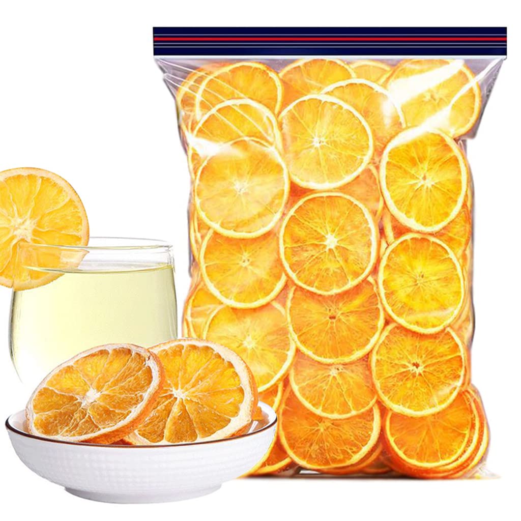 JTEDZI Dried Orange Slices, Dehydrated Orange Slices, Dried Citrus Slices, Dehydrated Fruit for Cocktails Garnish, Home Decor, No Sugar Added Fruit Tea (Orange Slices, 17.63oz(500g))