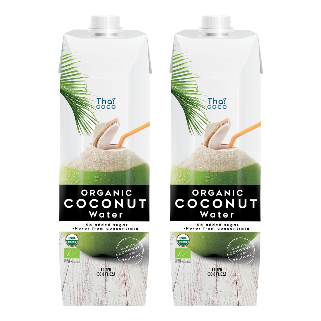 Thai Coco - Organic Natural Coconut Water No Sugar Added - 33.8 fl. oz. 2 Pk