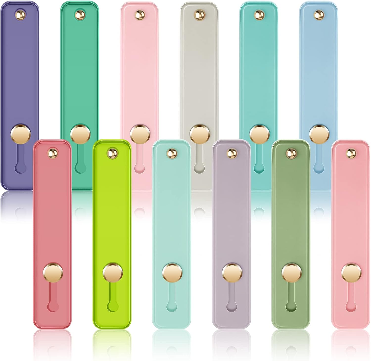 Weewooday 12 Pcs Phone Grip Strap Telescopic Finger Strap Bracket Portable Phone Finger Kickstand Handle Grip Holder(Bright Colors)