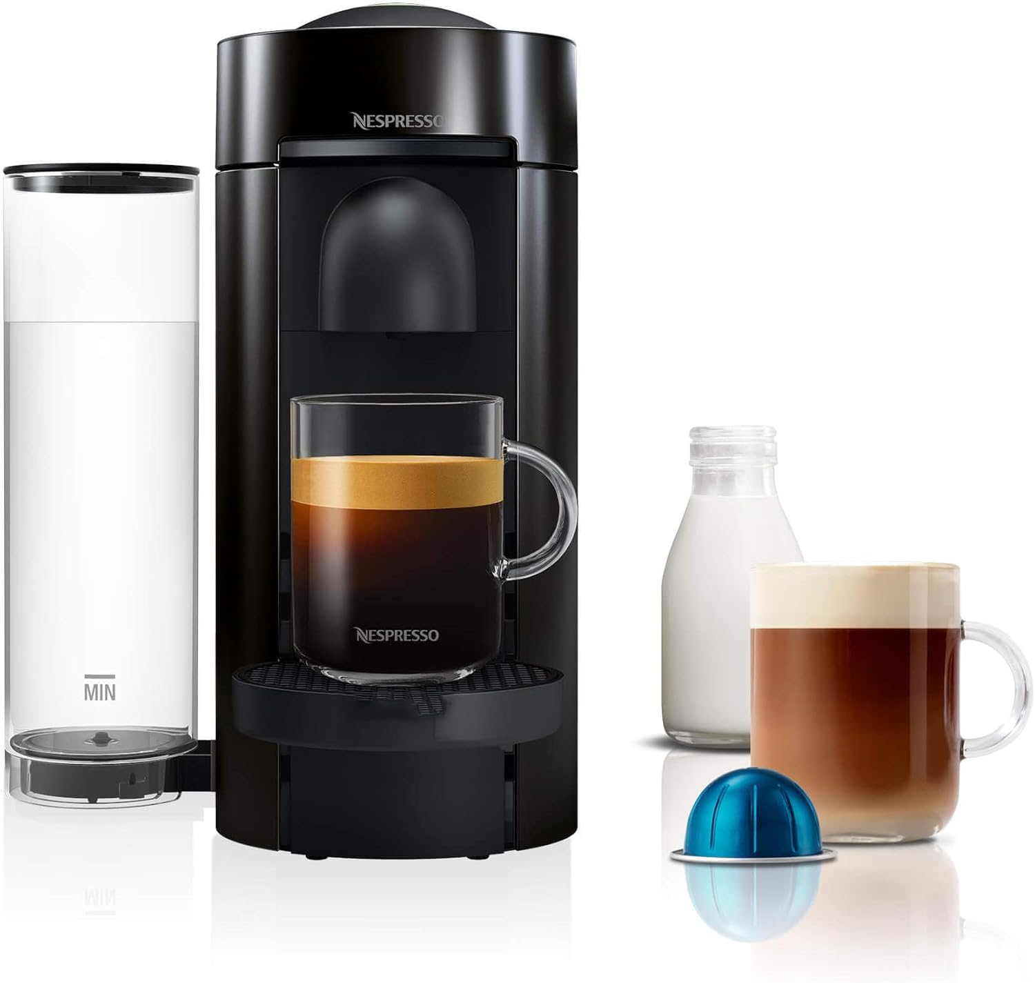 Nespresso Vertuo Plus ENV150.B, Capsule Coffee Machine, Single-Serve Pod Coffee Machine, 5 Cup Sizes, Centrifusion Technology, Welcome Set Included, Black