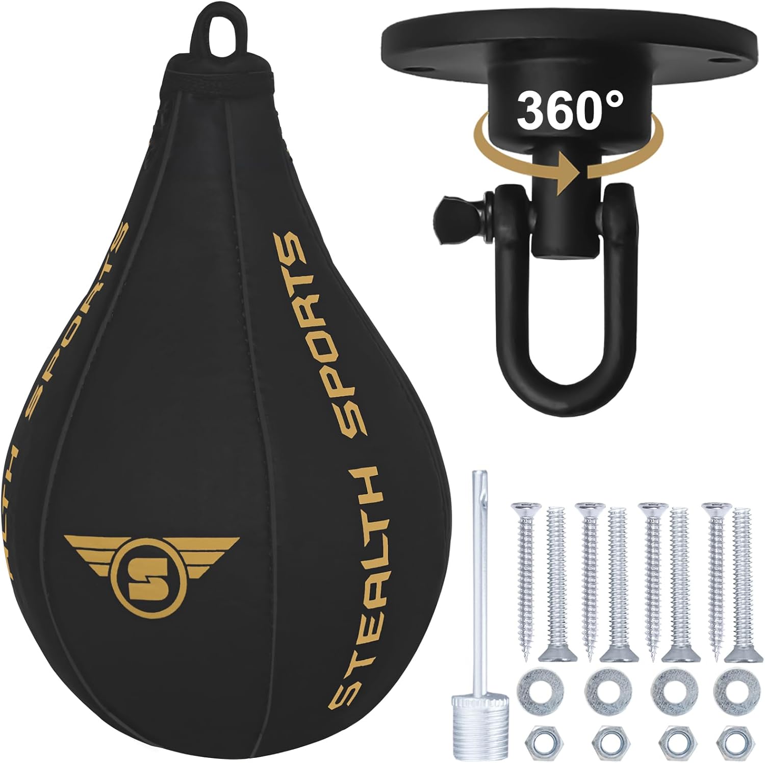 Speed Ball Boxing – MMA Speed Bag & Hanging Swivel Kit for Boxing Training – Punching Bag for Muay Thai, Kickboxing, Martial Arts, Reflex and Speed Training Striking Bag