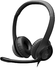 Logitech H390 Wired Headset for PC/Laptop, Stereo Headphones with Noise Cancelling Microphone, USB-A, in-Line Controls for Video Meetings, Music, Gaming and Beyond - Black