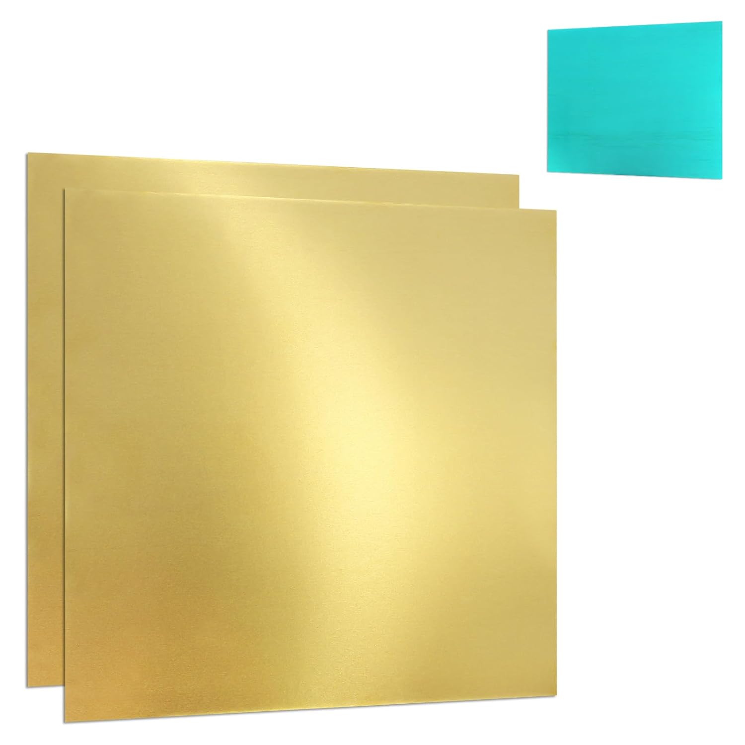 2 Pcs Brass Sheet, 6" x 6", 24 Gauge(0.51mm) Thickness, No Scratches, Film Attached Brass Plates