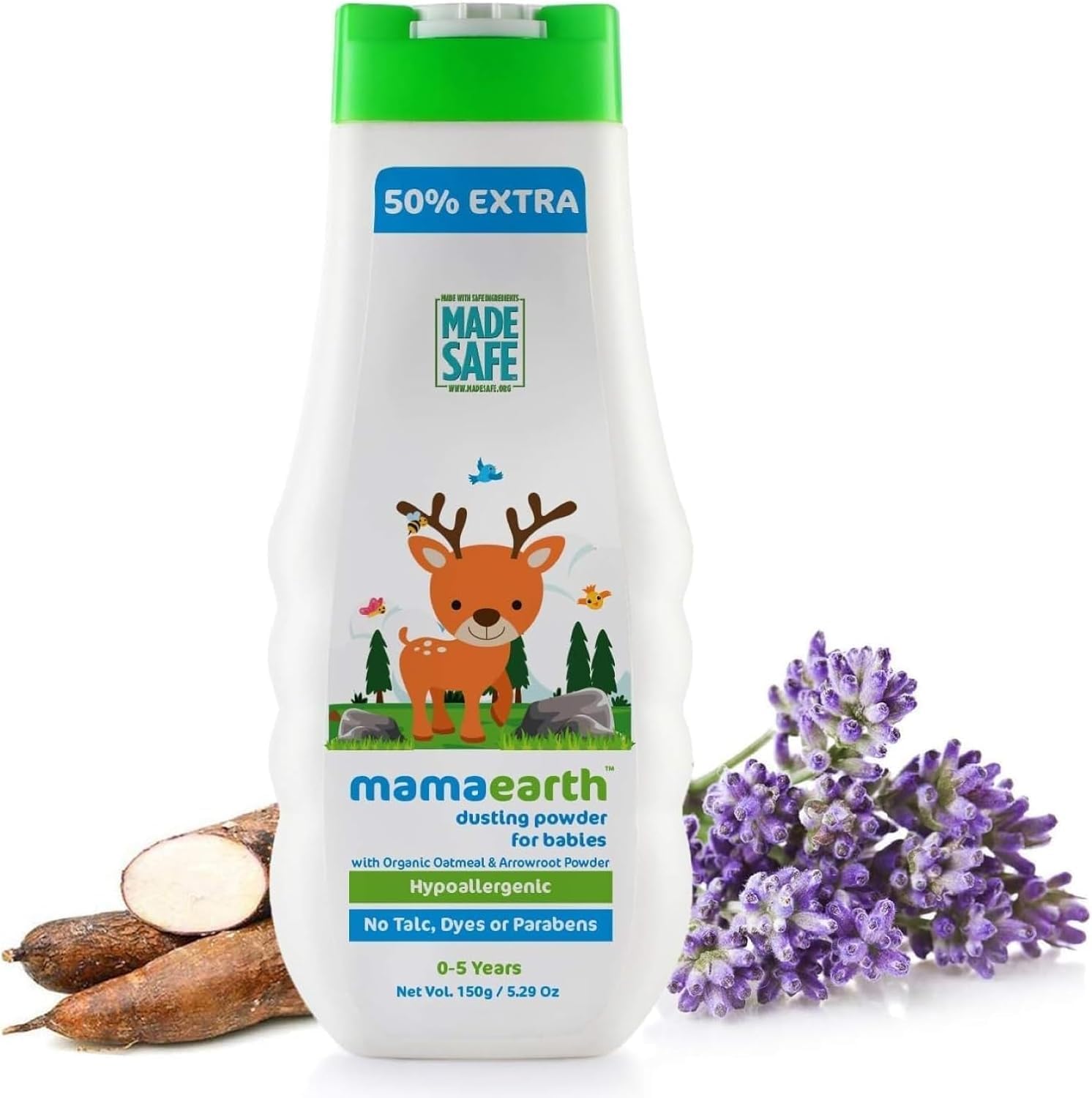 Mamaearth dusting powder with organic oatmeal & arrowroot powder White 150 g