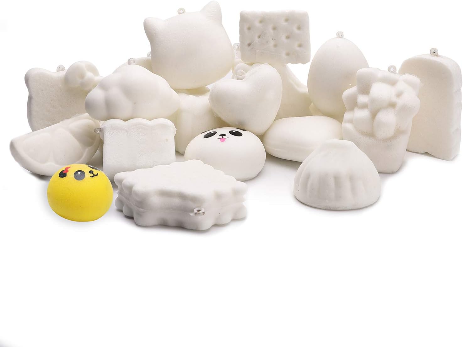 WATINC Random 10 Pcs DIY Squeeze Toys Cream Scented Kawaii Simulation Lovely Toy Medium Mini Soft Food Squeeze Bread Toys Keychains, Phone Straps, Bonus Random Stickers