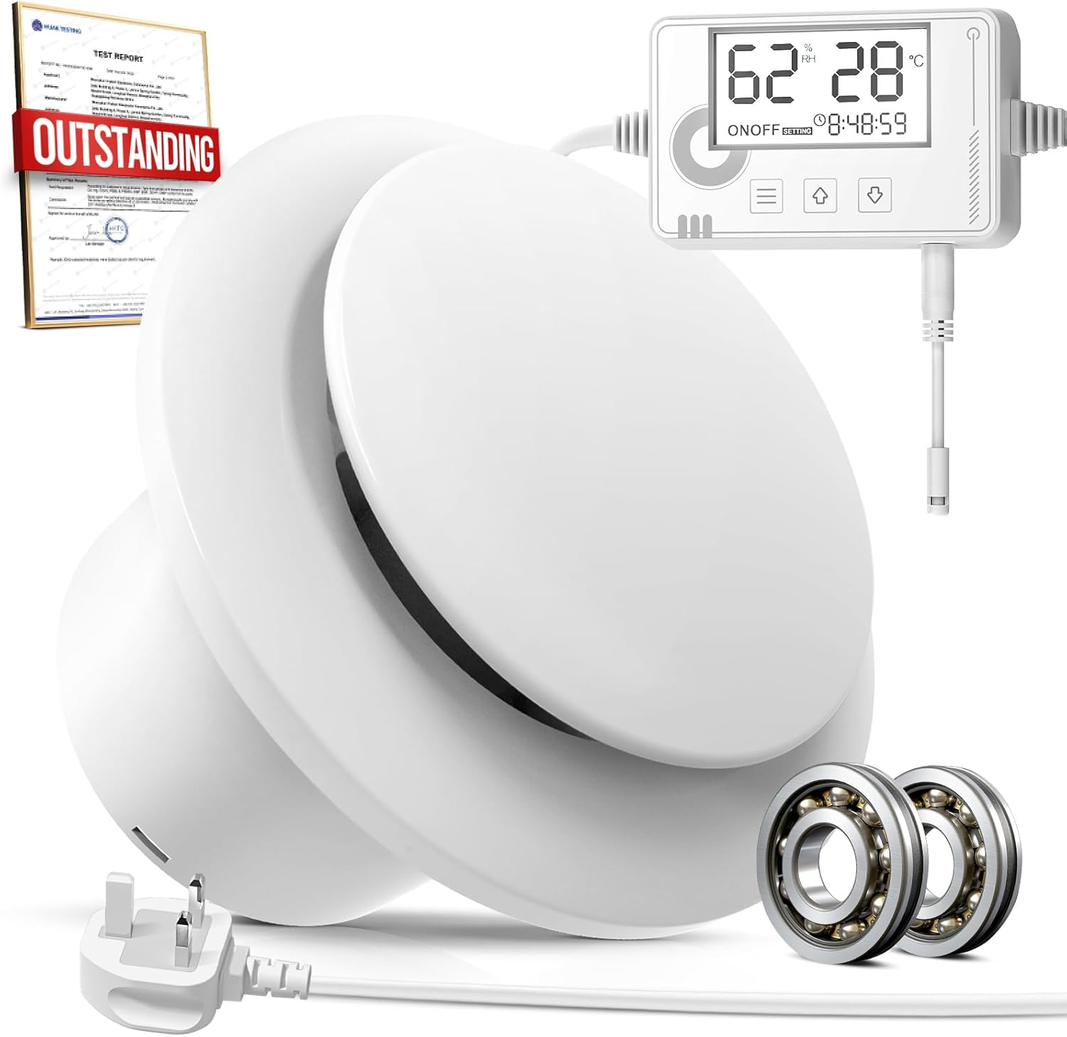 SBONNI 4 Inch Bathroom Extractor Fan with Timer, Humidistat, Thermostat – Powerful and Silent Ventilation Fan with Real-Time Humidity & Temp Display for Shower Toilet Ceiling Wall (With Plug)