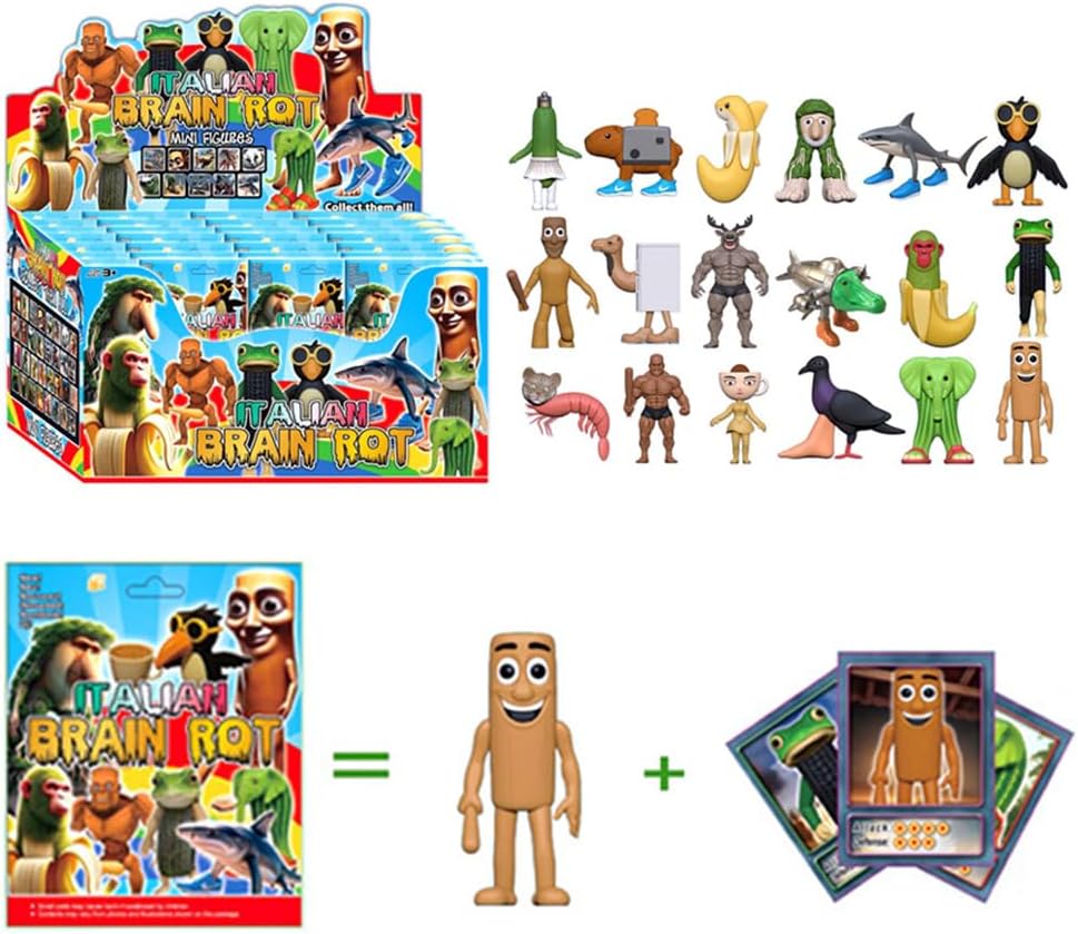 Jilijia Tung Tung Tung Sahur Figures Anime Mystery Box 24pcs Brainrot Animals Cute Action Figures Model Blind Box Surprise Gift Collectible for Desktop Decokation