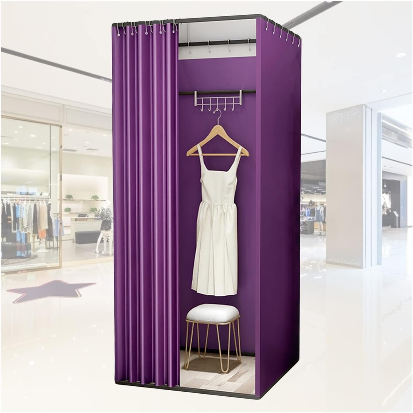 Temporary Privacy Screen Partitions for Fitting Rooms in Clothing Shop Dormitories Mobile Track Independent Changing Rooms.(100x100x200cm)