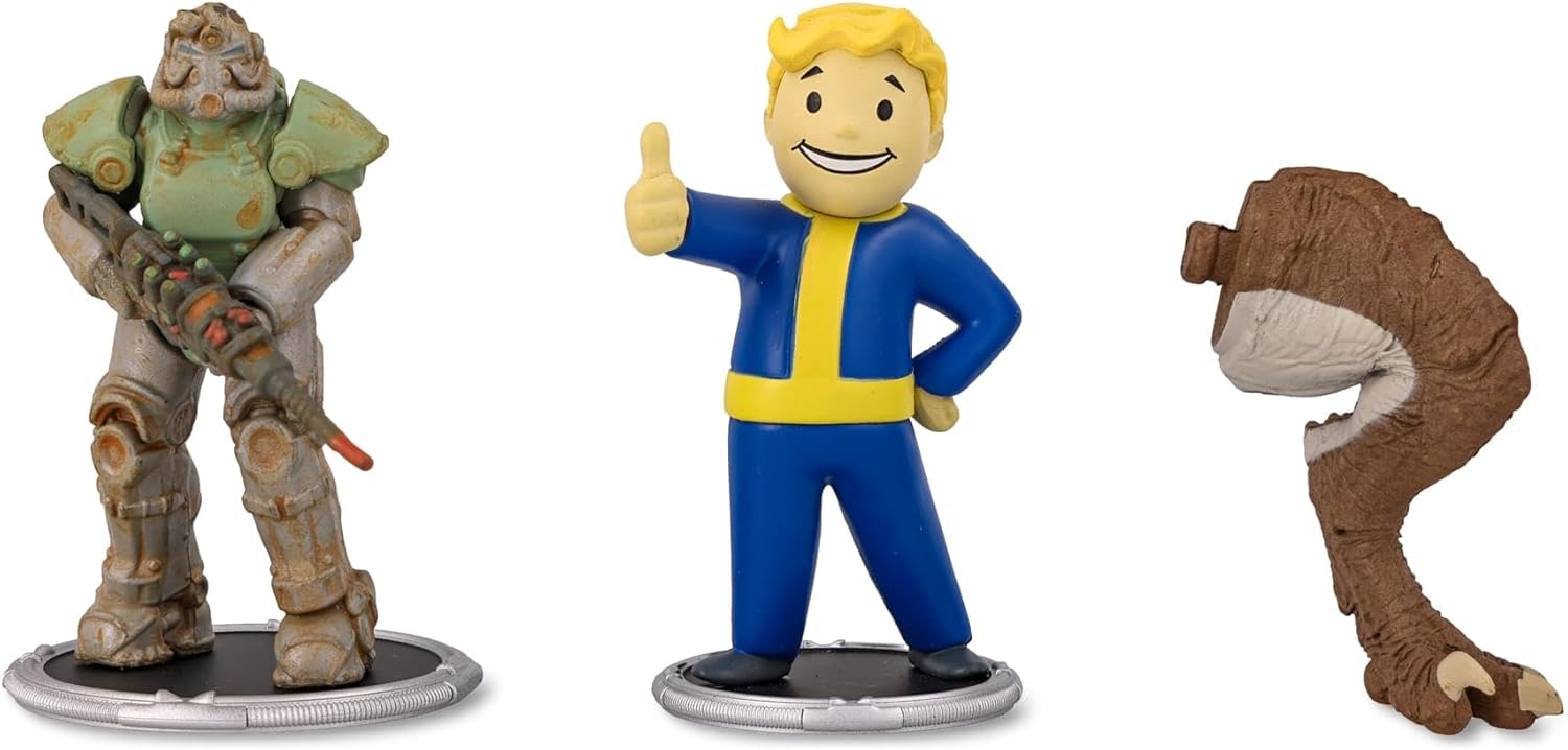 Toynk Fallout T-51 Power Armor and Vault Boy (Classic) 3-Inch Mini Figure Set 2-Pack for Adults | Includes Build-A-Figure Deathclaw Piece
