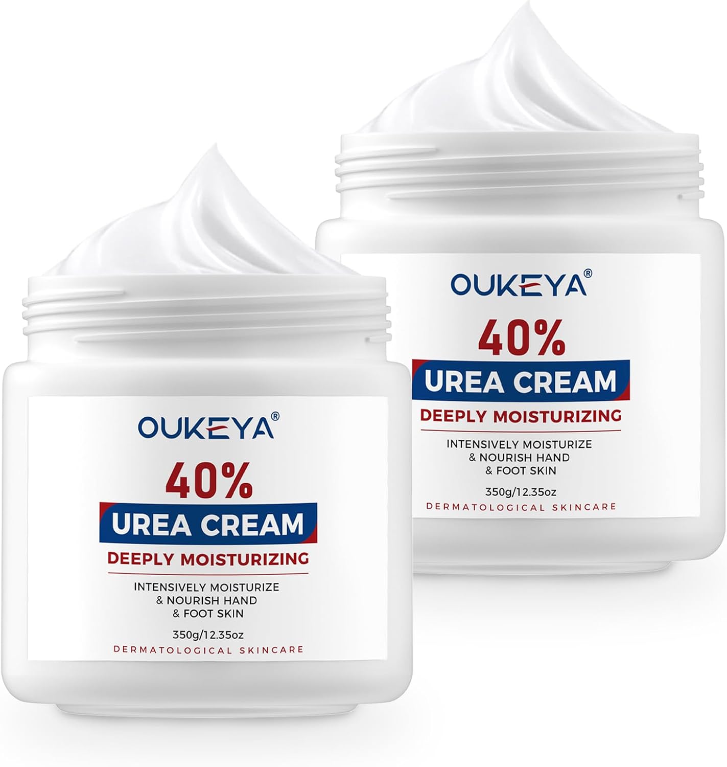 OUKEYA Urea Cream 40 Percent, Urea Foot & Hand Cream for Cracked Heels and Dry Skin, Urea Lotion for Deep Moisturizing, Callus Remover Nourishes Soften, Maximum Strength 350g (2 Packs)