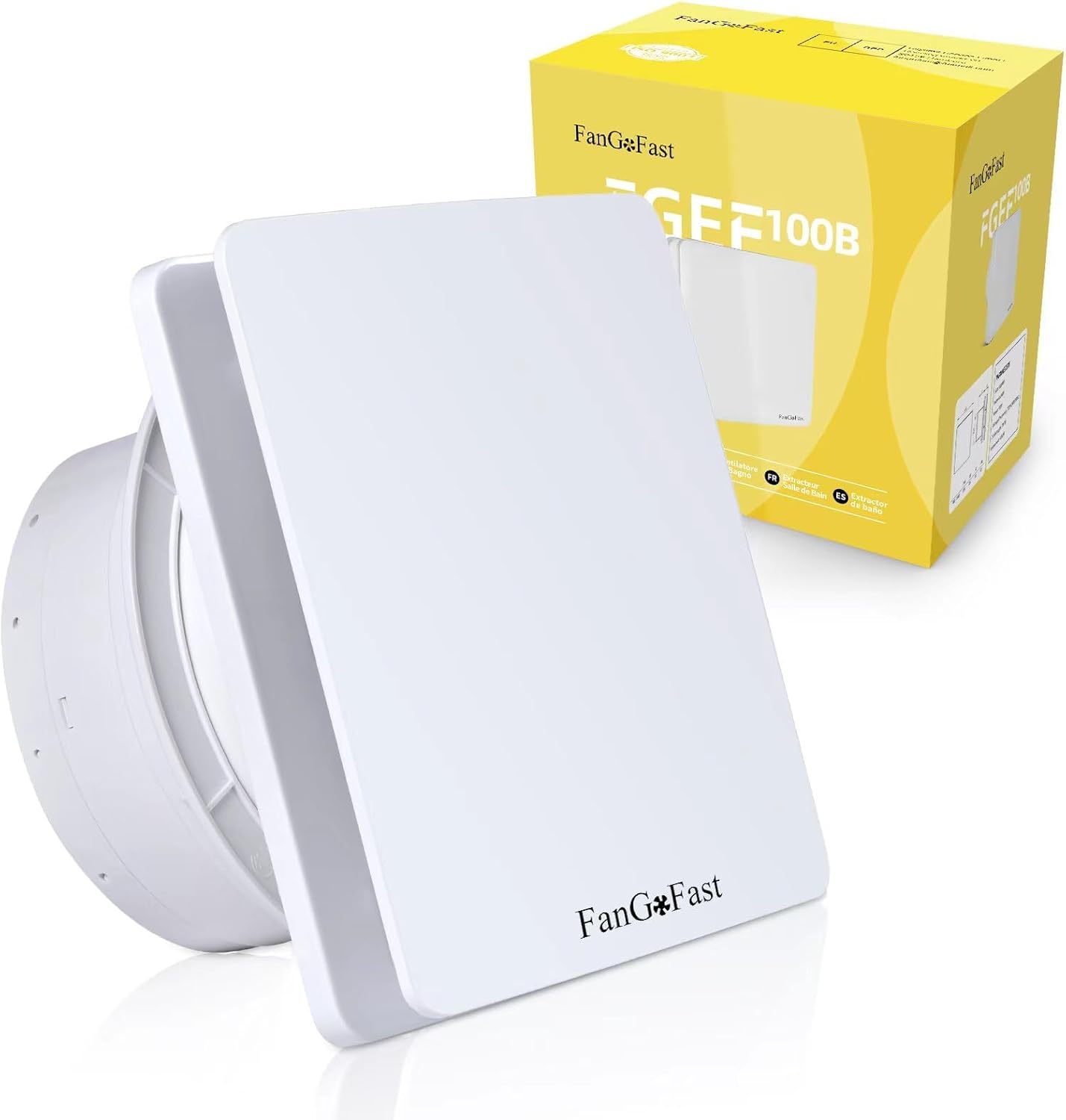 FanGoFast 100mm Bathroom Extractor Fan, 12W Bathroom Fan Quiet with Backflow Flap for Ventilation in Bathroom and Toilet Kitchen Against Moisture and Mould Without Timer (100B)