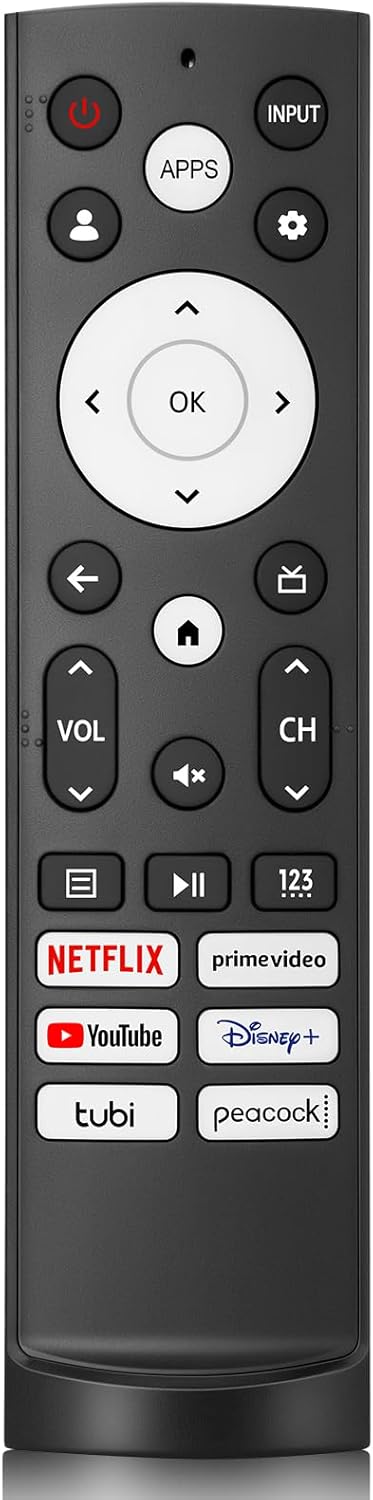 Replacement Remote Control for Hisense Smart Google TV，for Hisense UHD 4K ULED Google TVs
