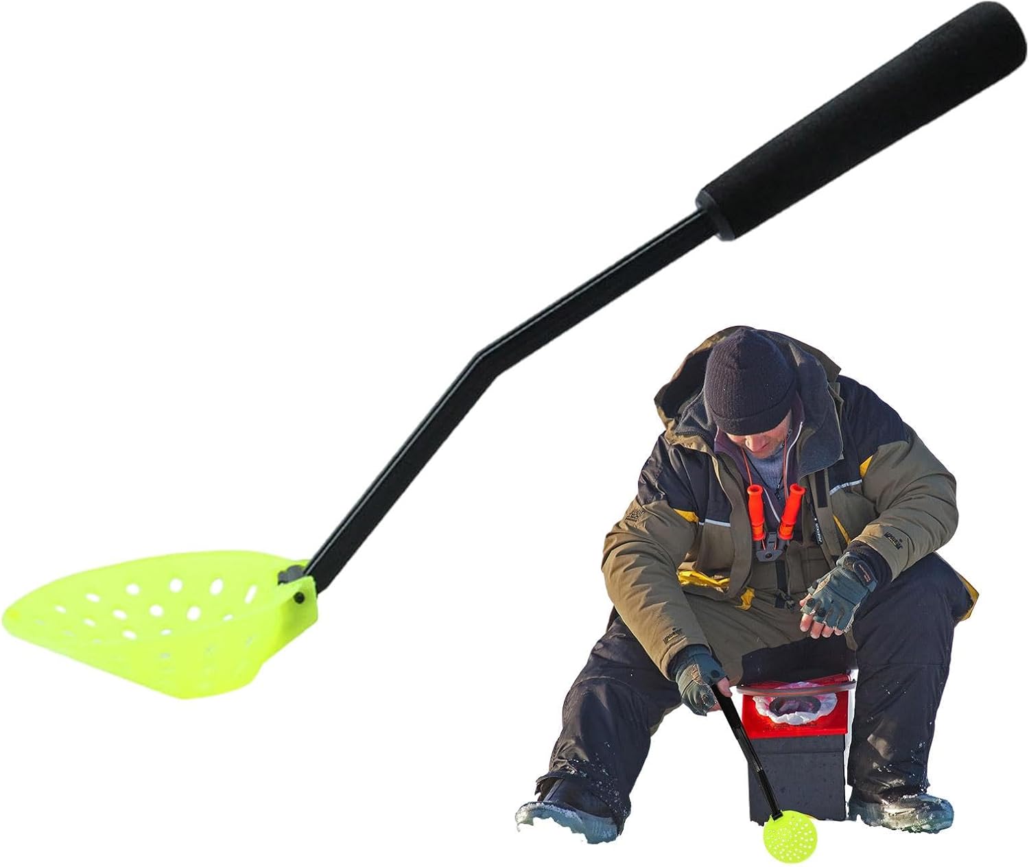 Ice Fishing Skimmer Scoop | Foldable Curved Ice Slush Scoop 14.17in | Portable Equipment Ice Tools for Easy Removing Slush, Snow, Ice