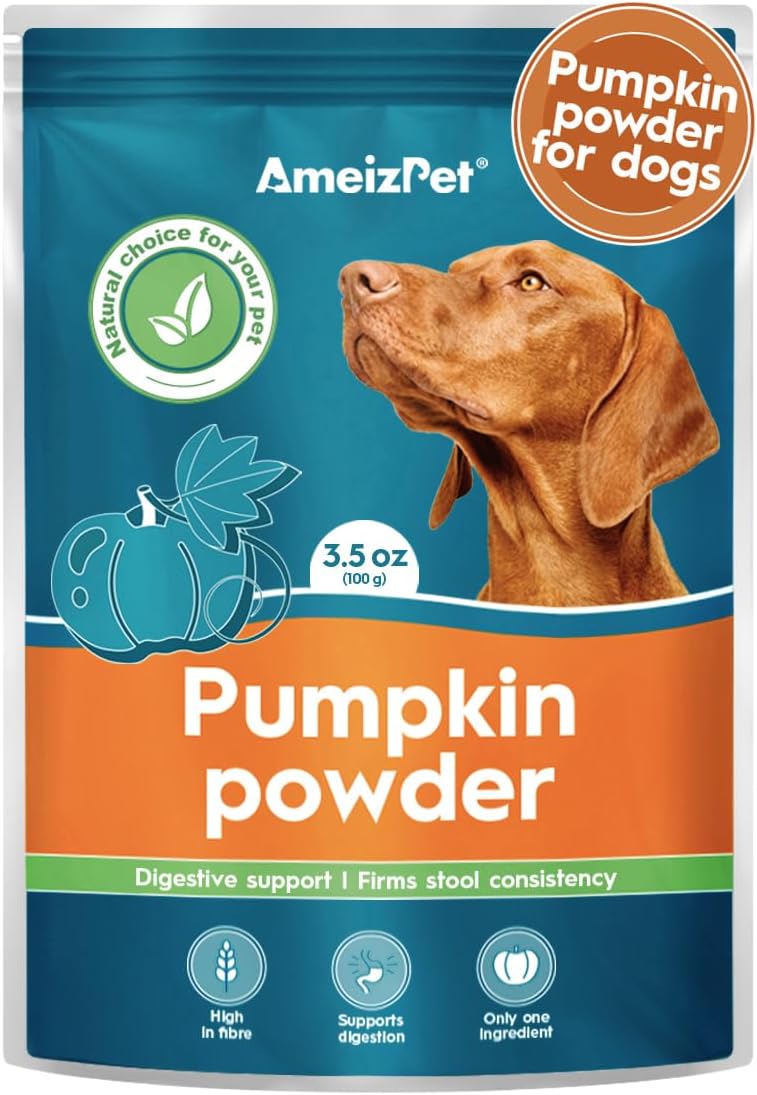 AmeizPet Pumpkin Powder For Dogs, To Create Pumpkin Puree, Fibre For Dogs Firm Stool, 100% Pumpkin Pulp Powder For Good Bowel Activity For Dogs, Canned Pumpkin Alternative, 100g (3.5 Oz.)