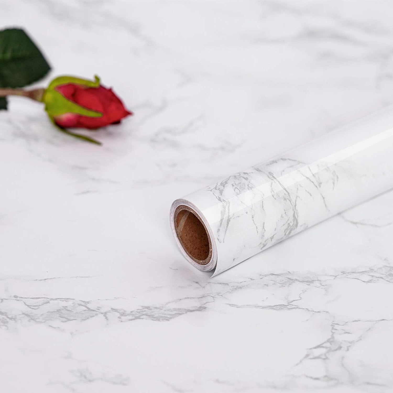 Hode Marble Vinyl Wrap 60cmx300cm, White Granite Sticky Back Plastic Roll, Marble Self Adhesive Wallpaper for Kitchen Countertop Worktop Vinyl Covering