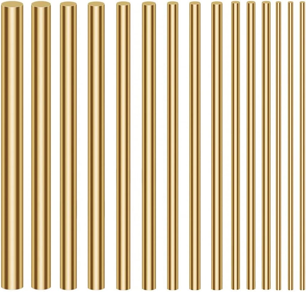 SKYPRO 15pcs Dia 2-8mm Brass Rod Bar Watchmaker Lathe DIY Watch Tool Craft Parts 100mm Length