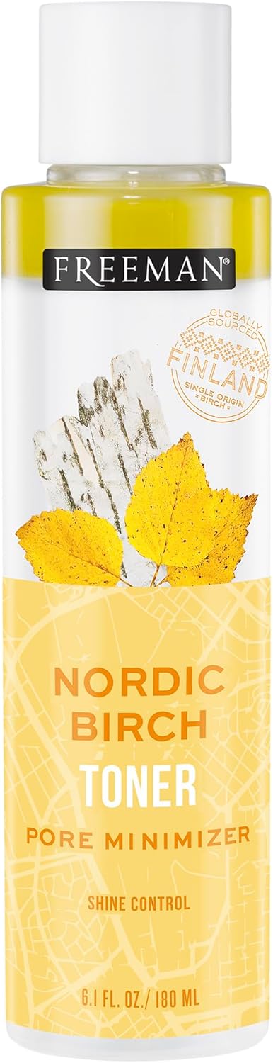 Freeman Birch Toner for Face, Shine Control for Oily Skin or All Skin Types, Facial Pore Minimizer